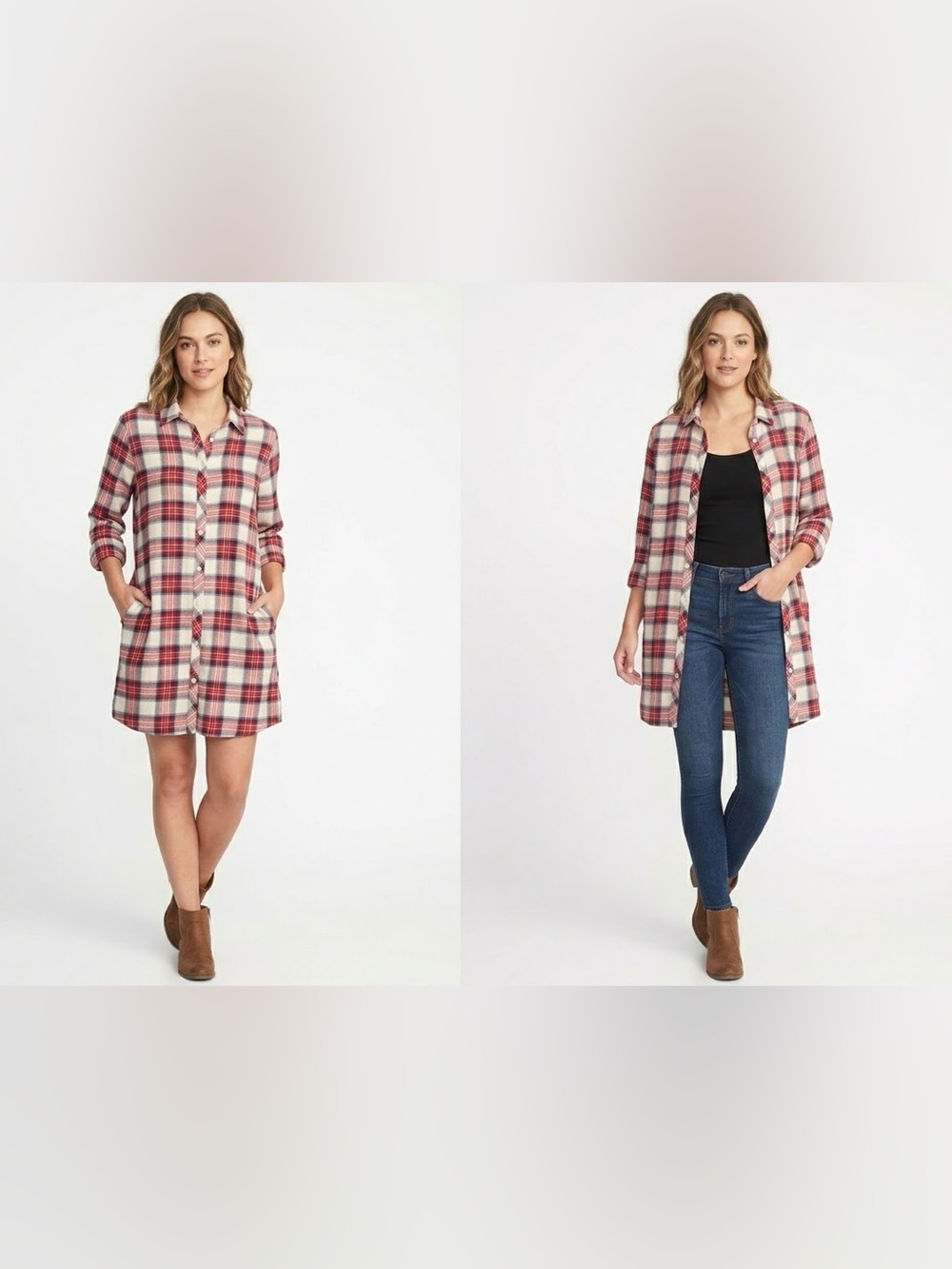KEREN hart Plaid Button-Down Shirt Dress